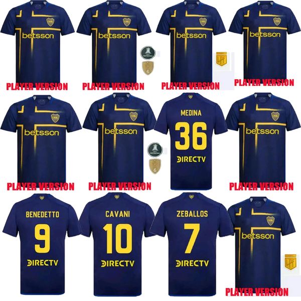 Boca Juniors Jerseys de football légers et confortables 24 25 hommes Kit Maradona Romero Cavani Benedetto Lucas Janson Medina Medina Football Shirt Player Version