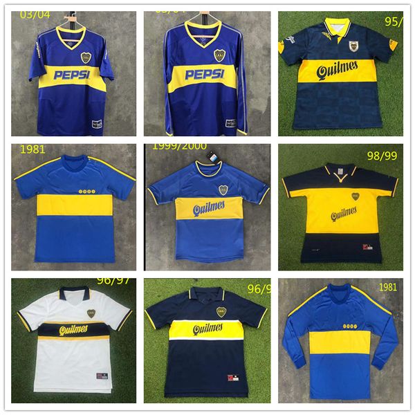 Maillots de football rétro BOCA JUNIORS 10 # MARADONA 1995 1996 1997 1998 1981 1999 2000 96 97 98 99 maillots de football chemise classique