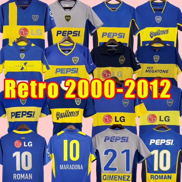 Boca Juniors Retro Soccer Jerseys Maradona Roman Caniggia Riquelme Kit Palerme Tevez Batistuta Football Shirts 00 01 03 04 05 06 09 10 11 12 2000 2001 2002 2005