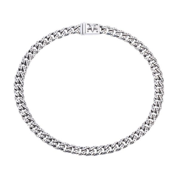 BOCAI 2021 Nouveau solide S925 Bijoux en argent Street Chaîne cubaine Personnalité Mode Homme et Femme Couple Star Collier X0509