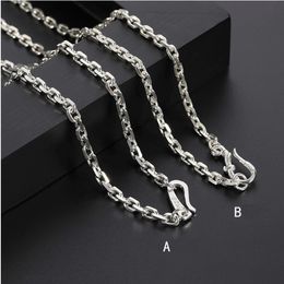 Bocai Nieuwe Real Pure S925 Zilveren Man en Vrouw Ketting Mode Auto Bloem Kruis Ketting 3mm Retro Lange Sweater Ketting Q0531