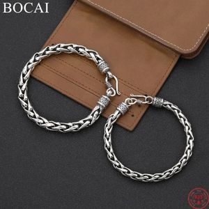 Bocai S Sterling Sier armband geschikt voor herenmode 6mm 8 mm geweven touwketen Handgemaakte sieraden 240513