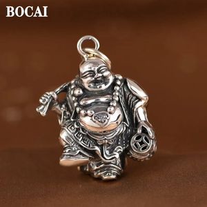 BOCAI S925 accessoires de bijoux en argent Style National paix et succès sac en tissu bouddha bonne chance hommes et femmes pendentif 240122