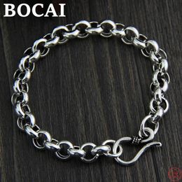 BOCAI S925 Sterling zilveren bedelarmband Eenvoudige mode S-gesp O-ketting Pure Argentum Hand String Sieraden voor mannen en vrouwen 240313