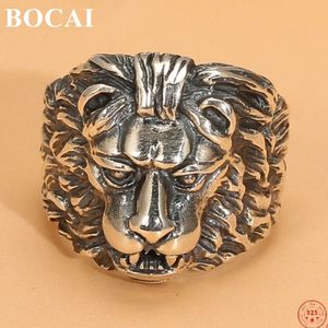 Bocai S925 Silver Silver Anneaux Fashion Threedimensional Domineering Head Pure Argentim Hand Bijoux pour Men240412