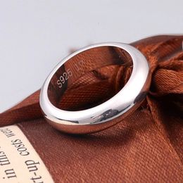 Bocai Solid S990 Pure Silver Sieraden Gewoon Cirkel Simple Glossy Couple Men and Women Ring Trendy 240401