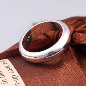 Bocai Solid S990 Bijoux en argent pur Plain Circle Simple Glossy Couple Hommes and Women Ring Trendy 240401