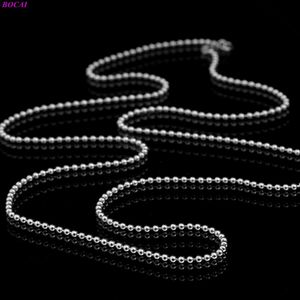 BOCAI Solide S925 collier en argent Sterling personnalité bijoux en argent thaïlandais rétro spécial petite chaîne de cou de perles pour les femmes Q0531