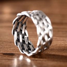 BOCAI Trend Real s925 Zilveren Sieraden Retro Craft Handgeweven Gepersonaliseerde Paar Modellen Man en Vrouw Ringen 240220
