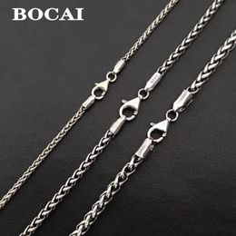 Bocai Trend S925 Mens Pure Silver Necklace 2,0 mm 3,0 mm 4,0 mm geweven ketting Pure gouden sieraden 240513