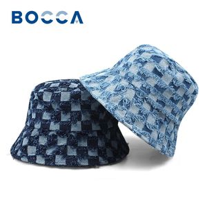 Bocca Denim Bucket Hat Patrón a cuadros Panamá Pescador Sombreros Jeans Estilo de diseñador Otoño Invierno Al aire libre Bob Cap Moda 240202