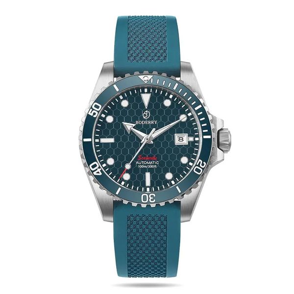 BODERRY hommes montres automatiques montre militaire montre-bracelet mécanique plongeur 100m étanche saphir C3 lumineux Sport 240327