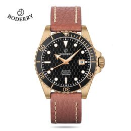 BODERRY Heren Bronze Diver Automatische Horloges Topmerk Luxe Klok 100M Waterdicht Horloge Sport Mechanisch Horloge voor Mannen 240301