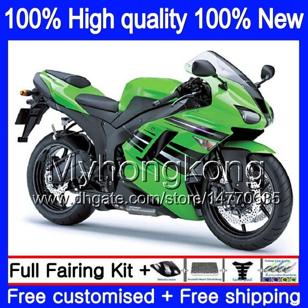 Corps + 8 cadeaux pour KAWASAKI ZX 6R 6 R 600CC ZX636 2007 2008 209MY.55 ZX-636 ZX600 600 ZX6R 07 08 ZX 636 ZX-6R 07 08 Carénages Nice Noir Vert