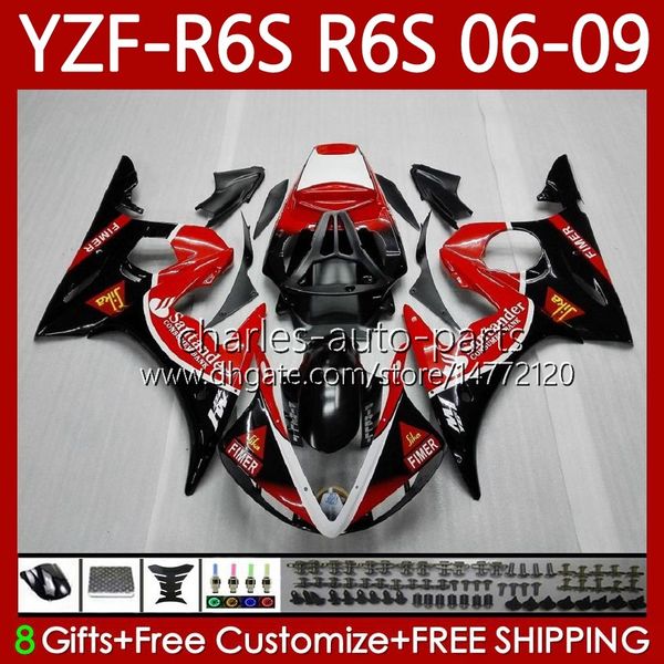 Body de moto pour Yamaha YZF-R6S Santander Red YZF-600 YZF R6S 600CC 2006-2009 Bodywork 96NO.20 YZF R6 S 600 CC YZFR6S 06 07 08 09 YZF600 2006 2006 2008 2009 Catériel OEM