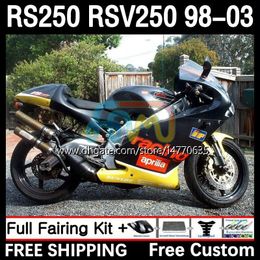 Cuerpo y cubierta del tanque para Aprilia RS-250 RSV RS 250 RSV-250 RS250 RR RS250R 98 99 00 01 02 03 4DH.7 RSV250 98-03 RSV250RR 1998 1999 2000 2001 2002 2003 Kit de carenado amarillo intenso