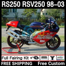 Corps et couvercle de réservoir pour Aprilia RS-250 RSV RS 250 RSV-250 RS250 RR RS250R 98 99 00 01 02 03 4DH.11 RSV250 98-03 RSV250RR 1998 1999 2000 2001 2002 2003 Kit de carénage rouge d'usine