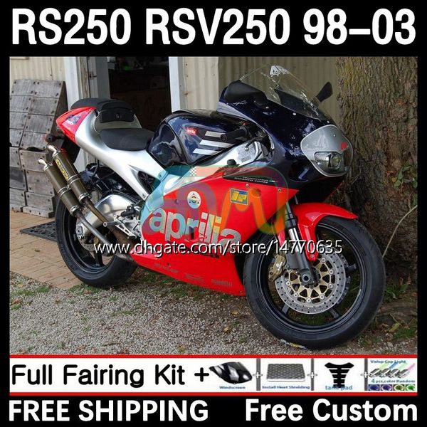 Carrosserie et couvercle de réservoir Pour Aprilia RS-250 RSV RS 250 RSV-250 RS250 RR RS250R 98 99 00 01 02 03 4DH.9 RSV250 98-03 RSV250RR 1998 1999 2000 2001 2002 2003 Kit de carénage rouge requin