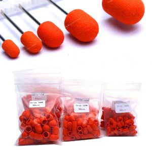 50Ppc/Set capuchons de ponçage d'ongle Orange avec foret à ongles en caoutchouc fraise électrique de nettoyage des ongles rotatif Gel vernis accessoires de fraise outils outils à onglesAccessoires de perceuse à ongles