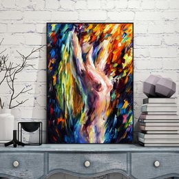 Body Art Naakt Meisje Vrouwen Moderne Foto Palet LNIFE Print Olieverf voor Slaapkamer Woonkamer Thuis Muur Decor Geen Frame327L