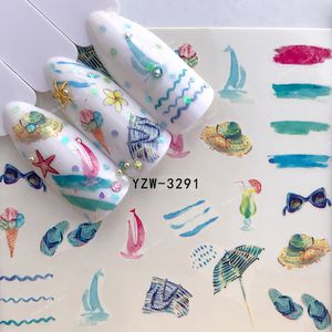 Nagelstickers voor nagels Sticker Zomer Sliders voor nagels Watermerk Strand Kokosnoot Ballon Kerstdier DIY Nail Art Design Nail ArtStickers Decals Nail Art Tools