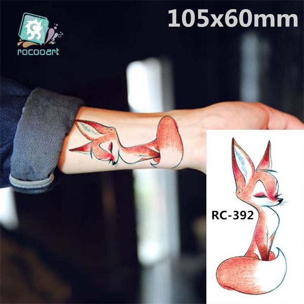 Arte corporal a prueba de agua tatuajes temporales de papel para mujeres y niños 3d encantador Fox diseño pequeño brazo tatuaje pegatina RC-392