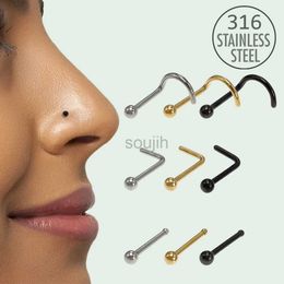Body Arts 10 stks neusringstuds ingesteld voor dames bal neusgat piercings body sieraden schroef l rechte vorm roestvrijstalen chirurgisch staal 18 g 20g d240503