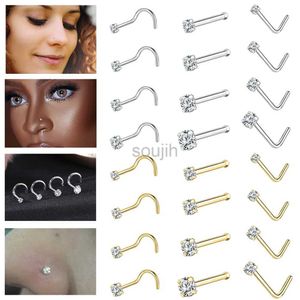 Arts du corps 1pc 20g Colorful Cz Crystal Nez Stud 925 Silver Nose Piercing Vis S-Shape Retenue Narine Piercing Bijoux 1,5-3,5 mm D240503