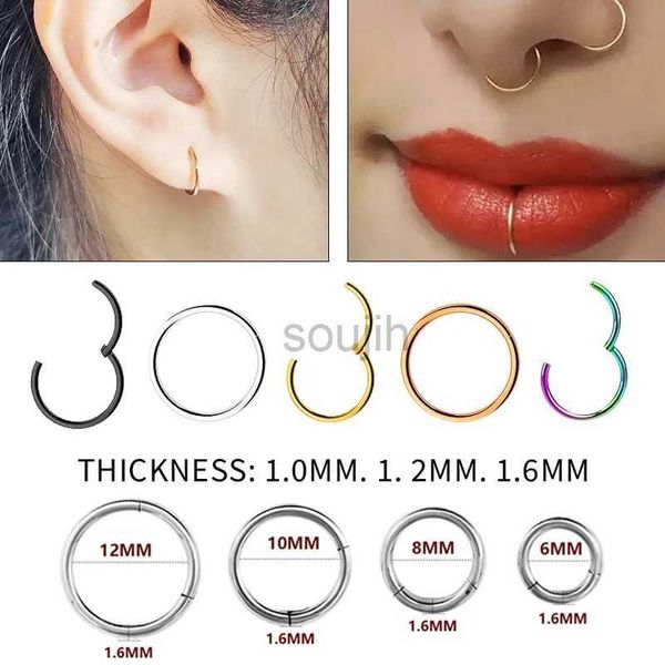 Arts du corps 1pc en acier inoxydable cerceau septum percing clicker hingle segment anneaux lèvre hélice daith conch boucles d'oreilles cartilage bijoux sexy d240503