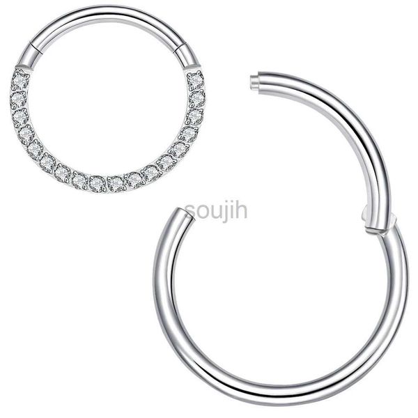 Arts du corps 1pcs septum cerceau daith bijoux de piercing g23 titanium pour nez helix conch tragus oreilles sensibles 16 / 18g Rook lèvre cerceau d240503