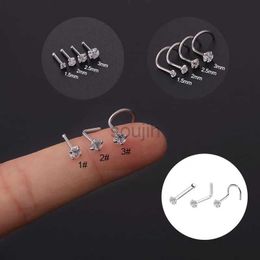 Body Arts 2023 NIEUW 1 PCS 20G TITANIUM STAAL NEUS BUT NEUR-ringen 1,5-3 mm Mini Zirkoon Neus NAIL L Vormschroeven NOStril Piercing sieraden D240503