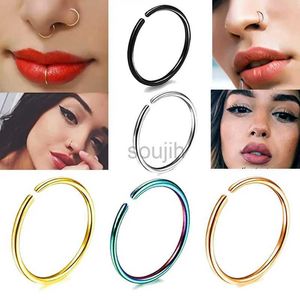 Arts du corps 2pcs 20g 0,8 mm Fake Fake Nose Ring Septum Helix Nostril Piercing Labret Lip Fake Piercing Titanium Cartilage Boucles d'oreilles Fausses Hoop D240503