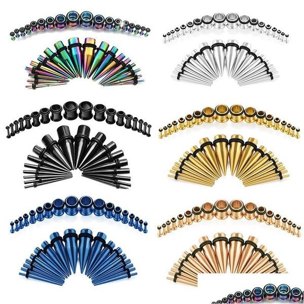 Body Arts 36Pcs / Lot Kit de perçage d'oreille Bijoux Cônes et bouchons en acier inoxydable 316 Tunnels Jauges Expander Set Drop Delivery Health B Dhajs