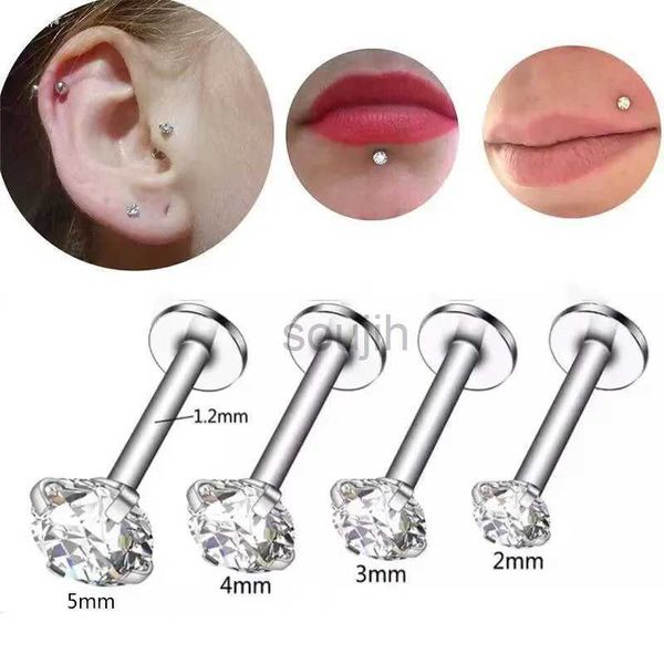 Arts du corps 3pcs 16g en acier inoxydable Labret Piercing bijoux cristal Cz monroe nez lèvres Studs Helix Tragus conch Boucles d'oreilles cartilage 6/8/10 mm D240503