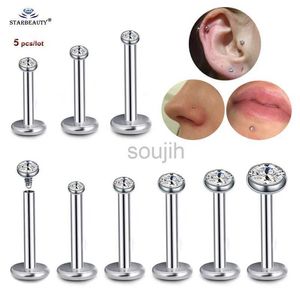 Arts du corps 5 pcs / lot 1,5 ~ 4 mm Gem 16G 6/8/10 mm Bar anneau nez étalon hélice Piercing Oreja Labret Lip Ring Eore Piercing Tragus Boucles d'oreilles bijoux D240503