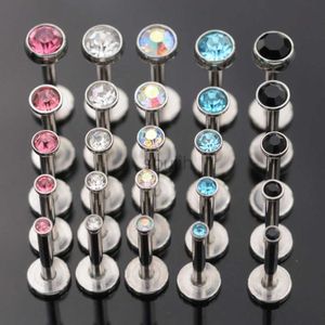 Arts du corps 5pcs 1,2x6 / 8 mm bar rond arc-en-ciel bleu cristal anneau de nez conque Labret Piercing anneau anneau oreille perçage hélice tragus boucles d'oreilles d240503