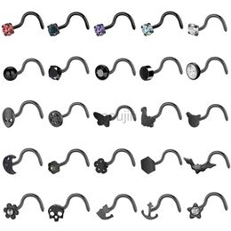 Arts du corps Aoedej 20g 6pcs Nez noir Piercing Perçage en acier inoxydable Bat nez étalons halloween bijoux hommes femmes narines noires cat punk d240503