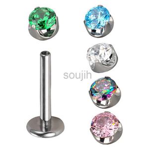 Arts du corps ASTM F136 Titane Surface de la peau Pierc Pierc Ear Nes Nes Nes With CZ Top Labret Threed Oreed Orees Multi Taille Body Piercing Bijoux D240503