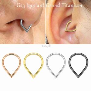 Body Arts G23 Titanium Chardard Nose Ring Septum Daith Tragus Helix Boucles d'oreilles bijoux Piercing pour femmes hommes D240503