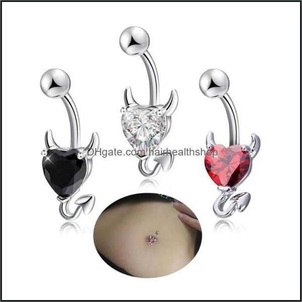 Body Arts Petit Diable Nombril Anneaux Zircon Forme De Coeur Piercing Bijoux Nombril Anneau Nombril Pour Femmes Sexy Piercings Drop Deliv Dhmj0