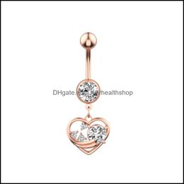 Body arts piercing hart bengelen diamant navel ringen navel nagel allergie 316L roestvrij stalen sieraden voor vrouwen crop top zal een dhqfy