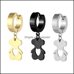 Body Arts Piercing Bijoux Dangle Bear Boucle d'oreille Hoops Titanium Steel Hoop Boucles d'oreilles pour hommes et femmes Drop Livraison 202 Topscissors Dhbjp