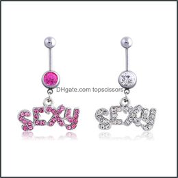 Body Arts Anneau De Nombril En Acier Inoxydable Chirurgical Lettres Sexy Nombril Anneaux Piercing Bijoux Pour Femmes Drop Deliver Topscissors Dhvus