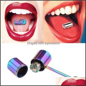 Body Arts trillende tongringen geanodiseerde chirurgische stalen barbells met twee batterijen piercing sieraden voor mannen topscissors dh72s