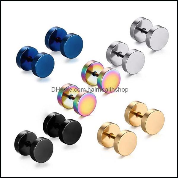 Body Arts Gros Colorf En Acier Inoxydable Barbell Oreille Stud À La Mode Boucles D'oreilles Piercing Bijoux Pour Hommes Et Femmes Drop Delivery Dhrha