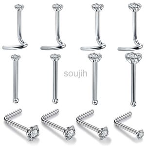 Arts du corps Wkoud 1pc 20G 1,5 / 2 / 2,5 / 3 mm Zircon Gem Os Nez Perceau Percing Oreille Pure Couleur Nez Anneau Prong Cz Piercings Nose Bijoux 20g D240503