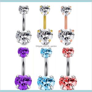 Corps cloche bouton anneaux personnalité tendances coeurs Zircon argent plaqué ventre anneau Piercing prix compatatifs 46L5H