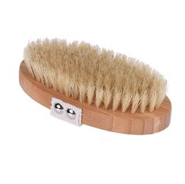 Brosse pour le corps en poils de sanglier naturels, brosse pour le corps en bambou pour peau sèche, brosse de douche exfoliante pour le dos humide, SN6676