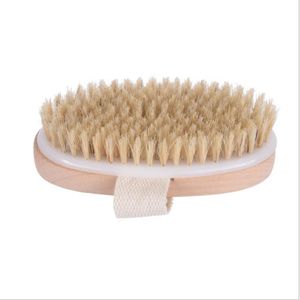 Body Brush Natural Boar Bristle Organic Dry Skin Bamboo Natte Back Douche Exfoliating Bathing Borstels SPA Scrubber