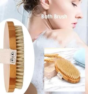 Brosse pour le corps Poils de sanglier naturels Brosse pour le corps pour peau sèche biologique Brosses de douche pour dos humide en bambou Brosse de bain exfoliante GB09293448289